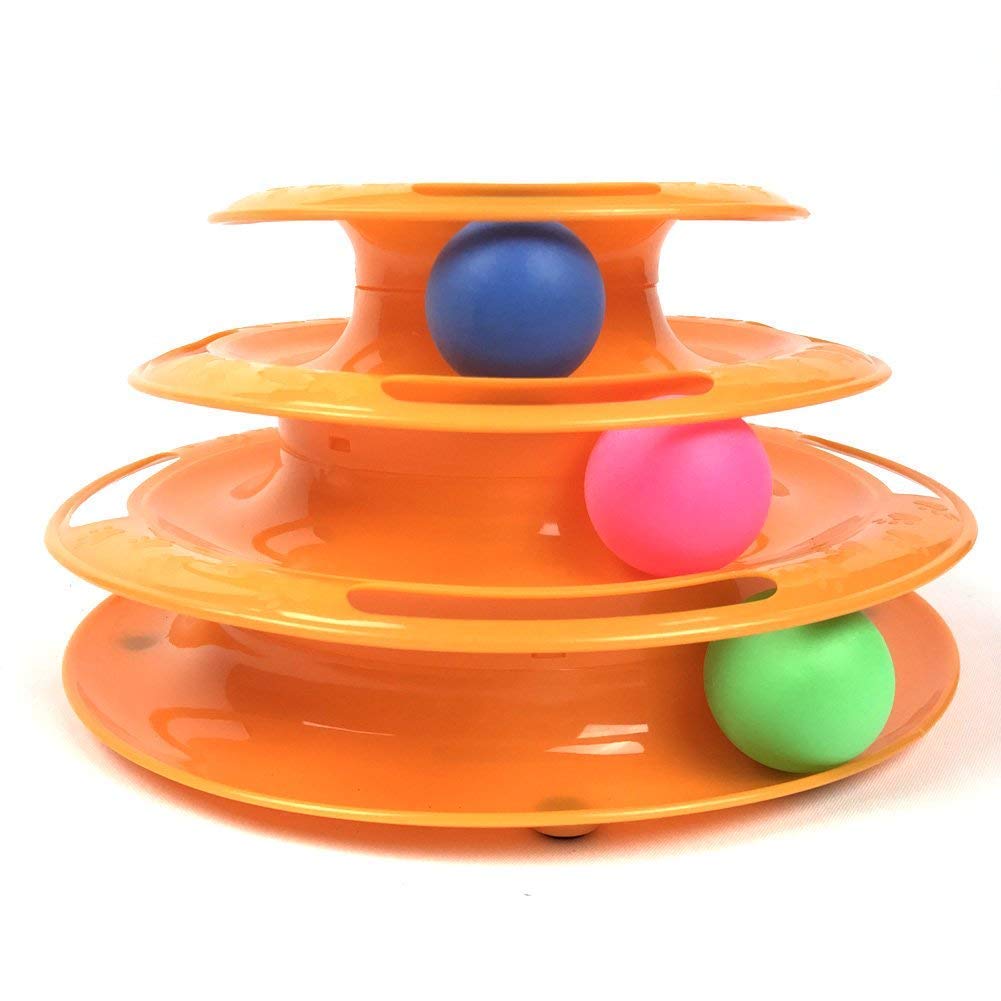 Woofy Interactive 3 Layer Tower Track Roller With Colorful Balls Engaging Puzzle Toy For Cats And Kittens | Turntable With Color