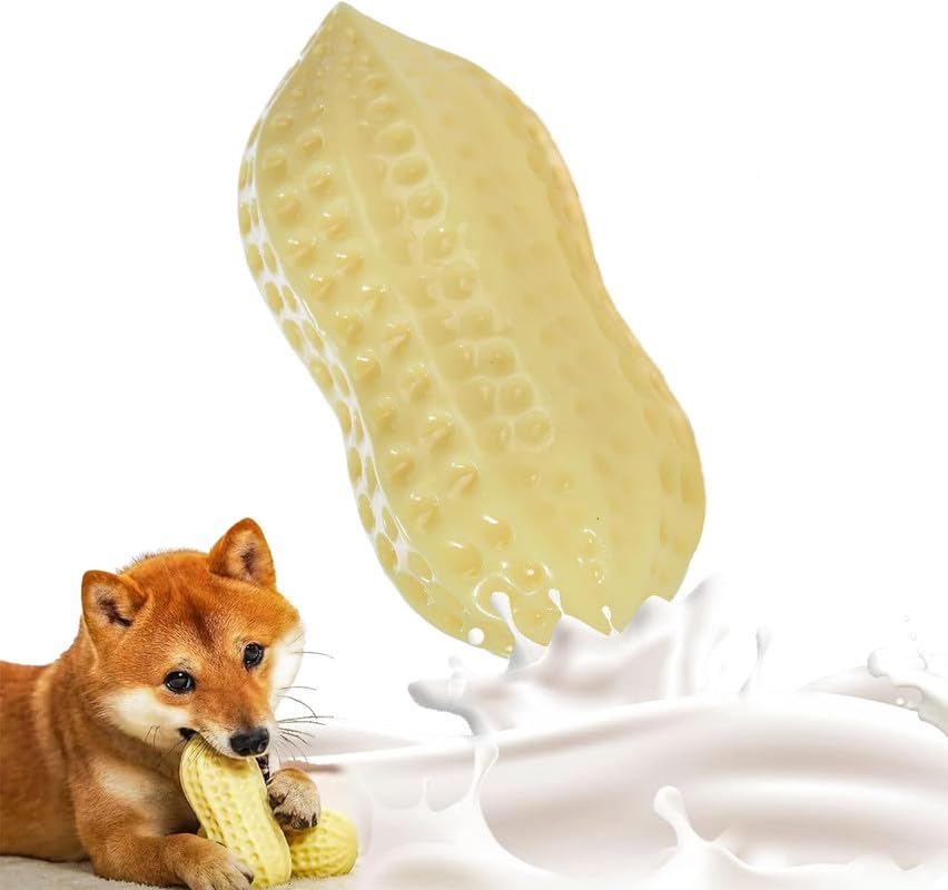 Dog Trust Squeaky Dog Toys Interactive, 1 Pcs Peanut Shape Dog Toys TeethCleaning Squeak Dog Chew Toy, Durable For Medium Dogs,