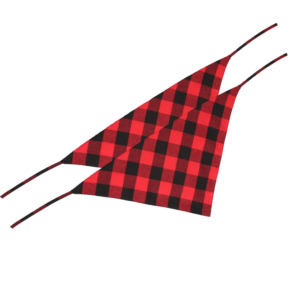 Lamphyface 2 Pcs Dog Bandana Christmas Pet Clothing Triangle Scarf Accessories Bibs Red Black Plaid