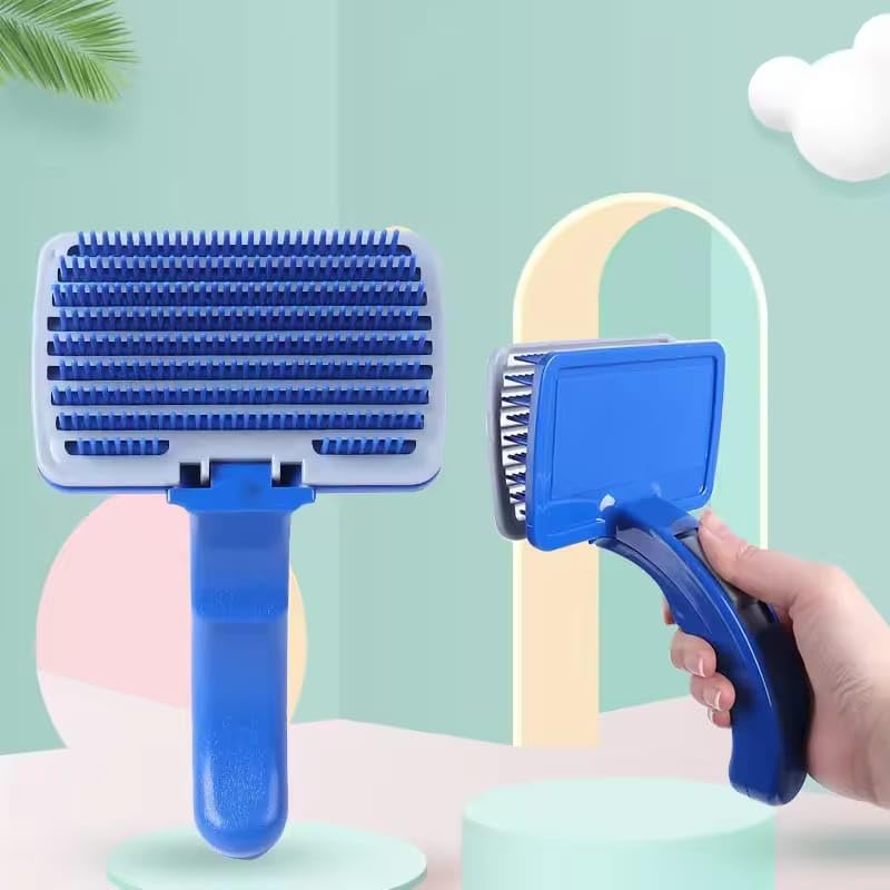 Rianz Pets Hair Shedding Brush Comb For Dogs, Cats & Small Animals | OneClick Cleaning | Gentle & Easy Grooming Tool For Hair R