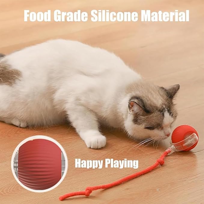 AUTRETY Interactive Rolling Dog Ball Toy, 360° Smart Electric Toy for Dogs & Cats, Red