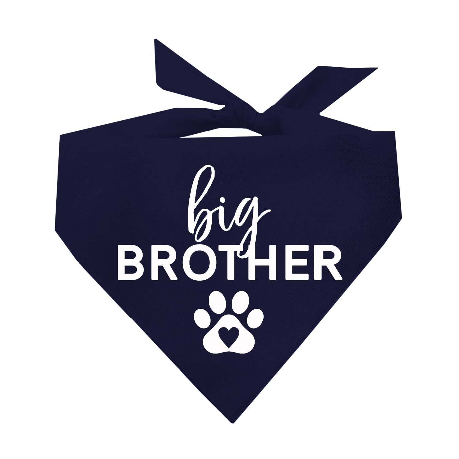 Big Brother With Heart Paw Baby Announcement Dog Bandana (Navy, Xs 87)