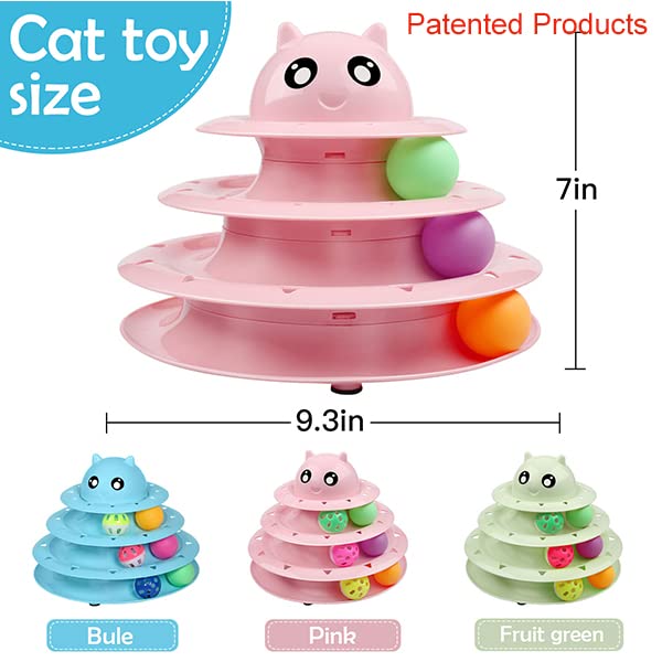 Upsky 20 Pcs Cat Toys, Cat Roller Toy 3-Level Turntable Cat Toys Balls For Indoor Cats, Kitten Toys Set With Cat Teaser Toys, Mi
