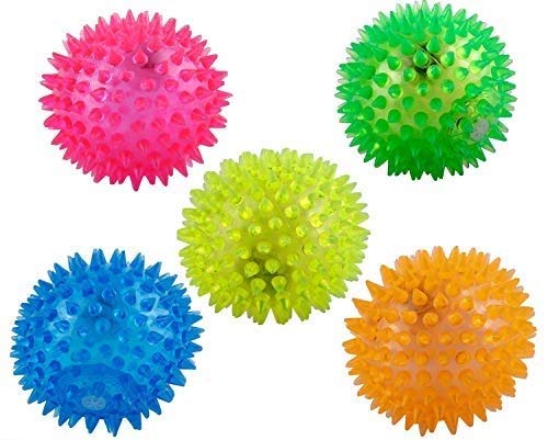 Psk Pet Mart Rubber Led Spiked Ball Dog Chew Toy, Assorted (Set Of 2), 3 Inches