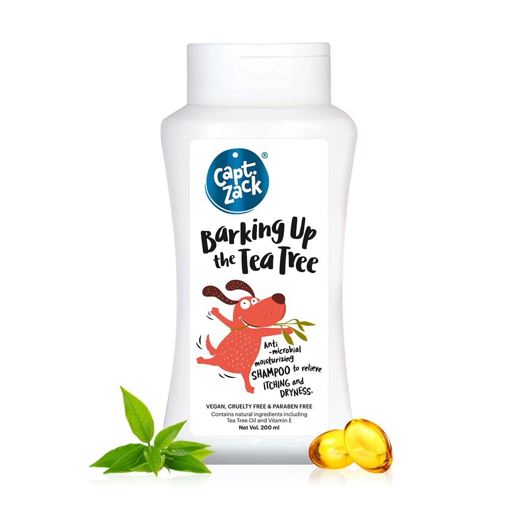 Captain Zack 5-In-1 Dog Shampoo Complete Coat Care| Barking Up The Tea Tree & Vitamin E, 200Ml |For Allergies, Dry, Itchy & Sens