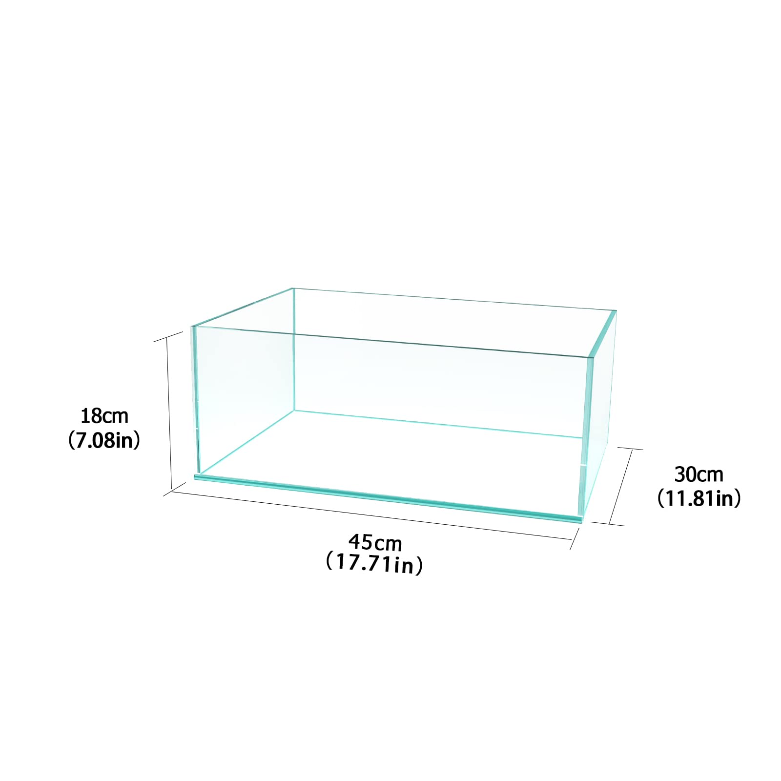 Fzone 6.4 Gal Shallow Rimless Low Iron Fish Tank Nova Clear Ultra-White 45 Mitered Edges Translucent Glass Anata Series Aquarium