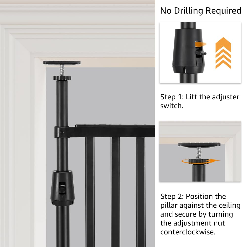 unipaws 75 High Extra Tall Cat Gate, Upgrade 3 Support Pillars-Stable Increase, Auto Closing and No Drilling Cat Dog Proof Safet