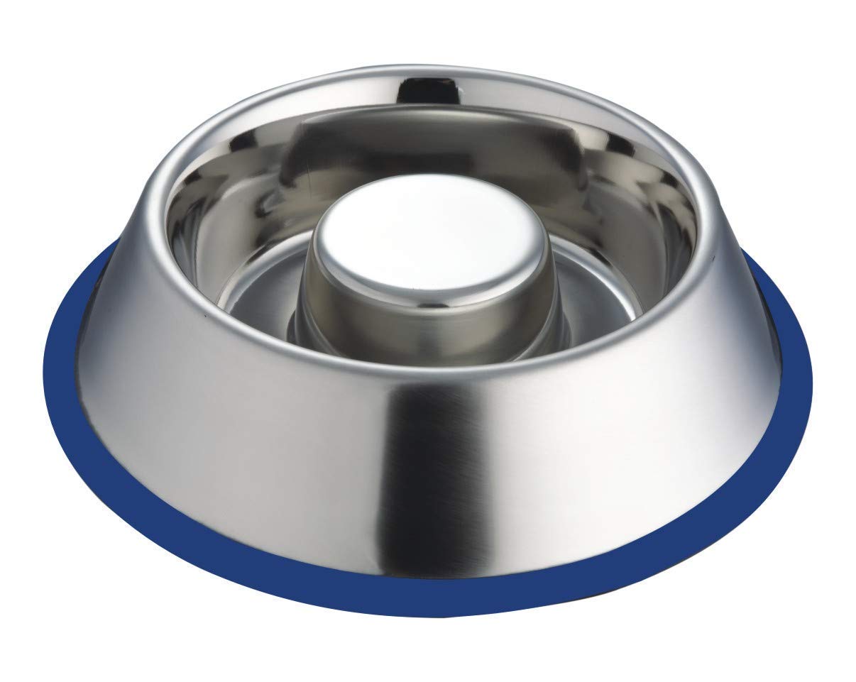 Elton Slow Feed Stop Bloat Anti Choke Heavy Stainless Steel Dog Bowls Export Quality With 100% Silicon Bonded Rubber Ring  Larg