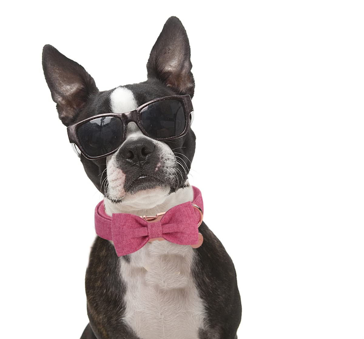 Dogwong Pink Dog Collar With Bow, Soft Cotton Pet Collar Durable Adjustable Puppy Collar For Small Medium Large Dogs