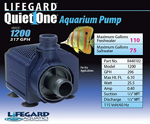 Lifegard Aquatics Quiet One 1200 Pump 296Gph