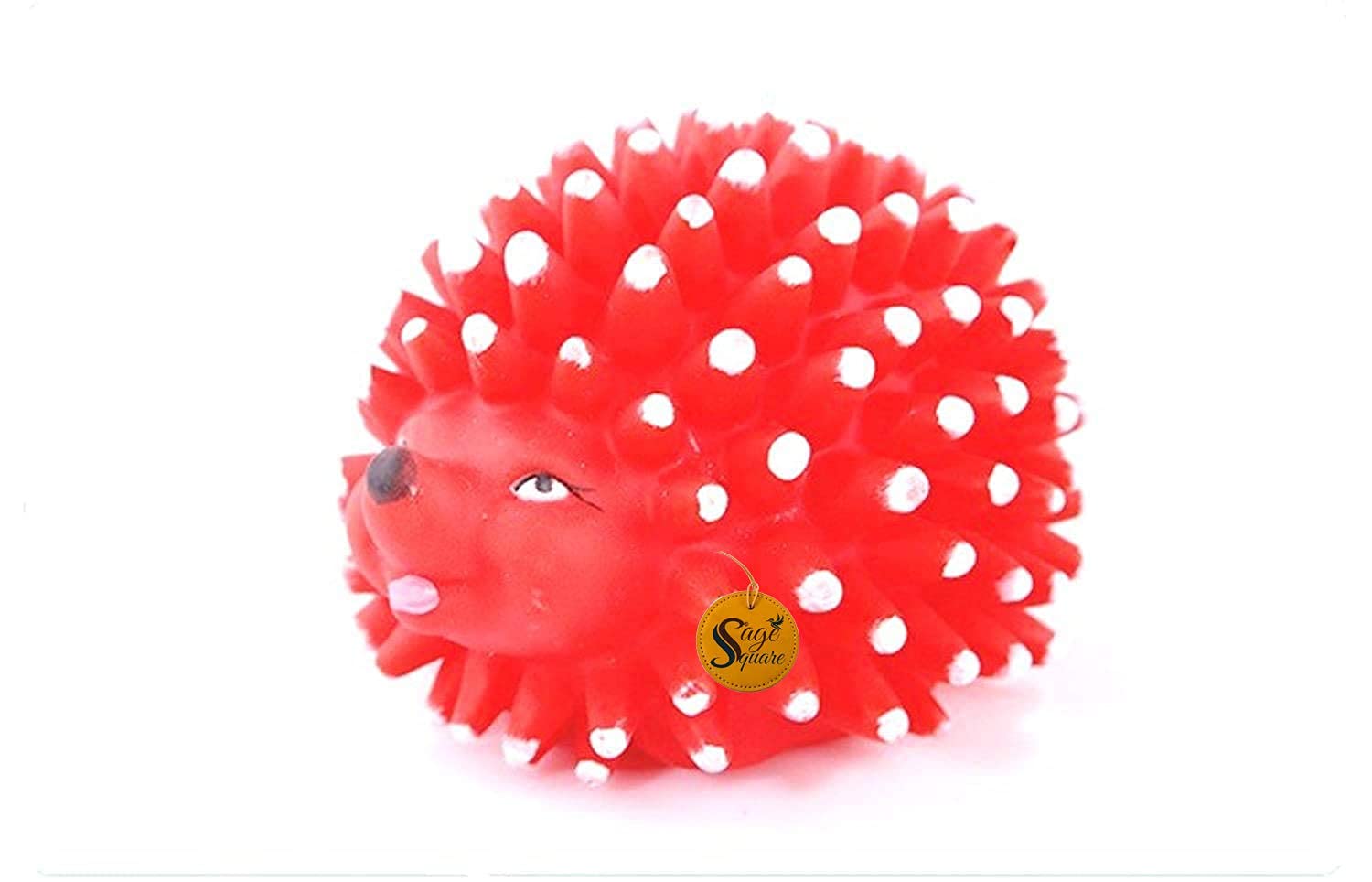 Sage Square Natural Rubber Vinyl Cute Colorful Hedgehog Squeaky Toy For Puppy Dog (Pack Of 1)