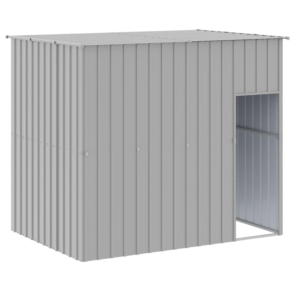 vidaXL Dog House with Run Light Gray 84.3x501.2x71.3 Galvanized Steel