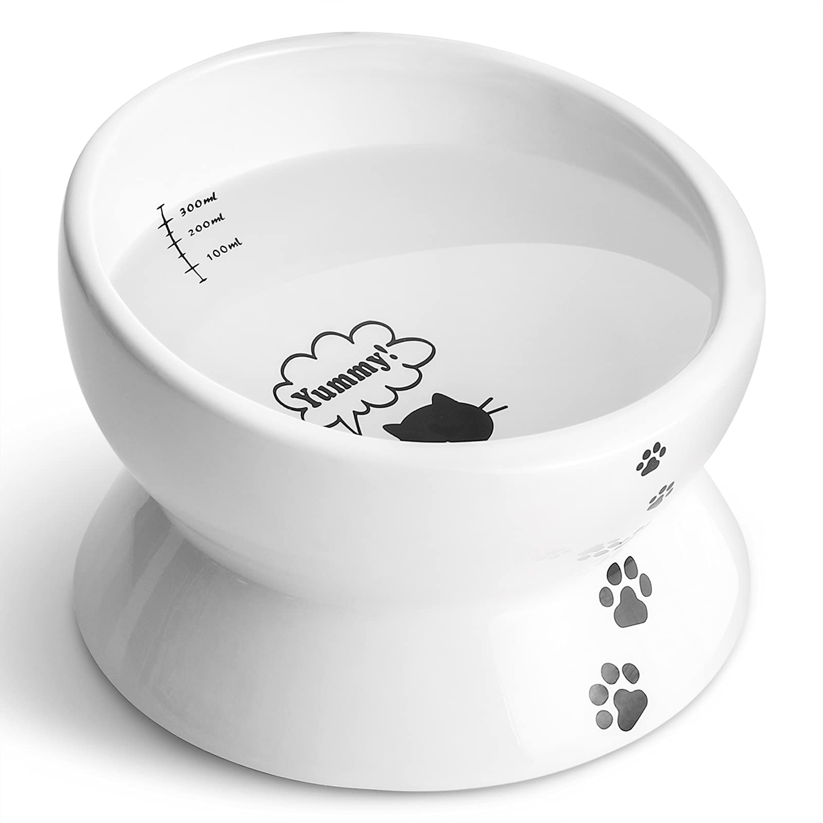 Y YHY Elevated Cat Food Bowl, Raised Food and Water Bowl for Cat and Small Dog, Tilted Ceramic Water Bowls No Spill,15oz, Dishwa
