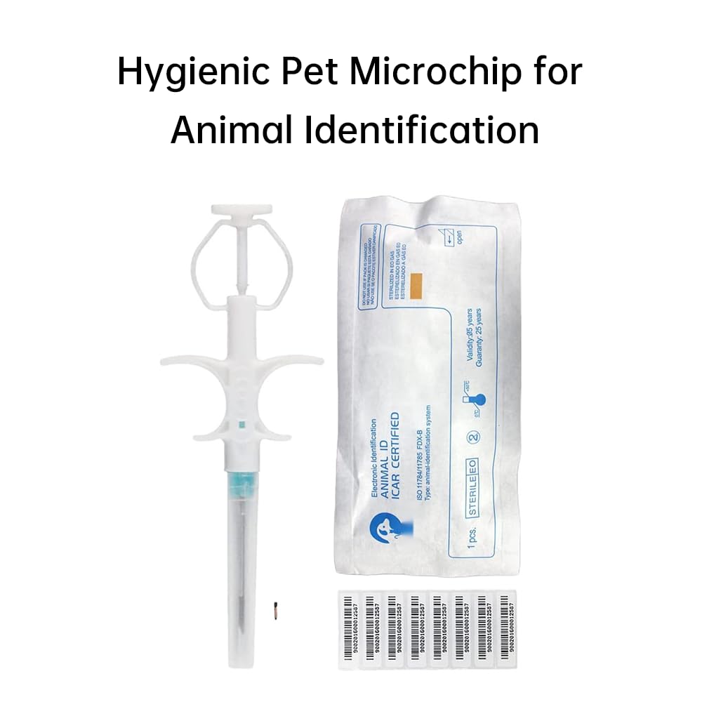 Taeing Pet Microchips, 134.2Khz Pet Cats Dogs Microchips Implant Kit For Veterinary Management (1, 1.4X8Mm)