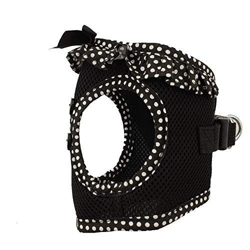 Doggie Design No Choke Dog Harness - Simple Step-In And Go Dog Vest For Small, Medium, And Large Breeds - Breathable Mesh Polyester Pet Harness - Black And White Polka Dot - M
