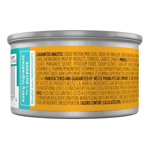 Purina Beneful Small Breed Wet Dog Food, IncrediBites Loaf With Real Chicken Recipe - (Pack of 12) 3 oz. Cans