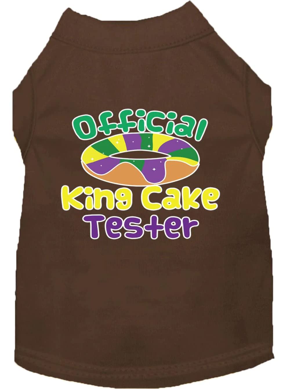 Mirage Pet Product King Cake Taster Screen Print Mardi Gras Dog Shirt Brown Lg