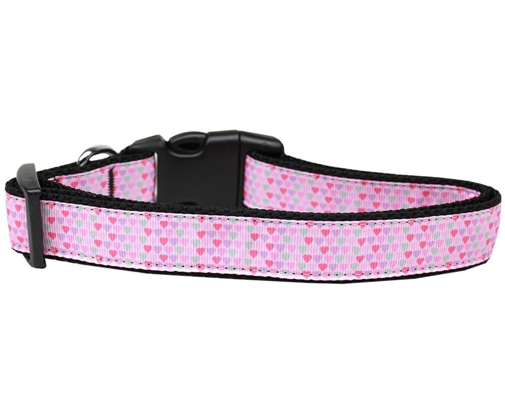 Pet Dog & Cat Nylon Collar or Leash, "Many Mini Hearts" MD Collar