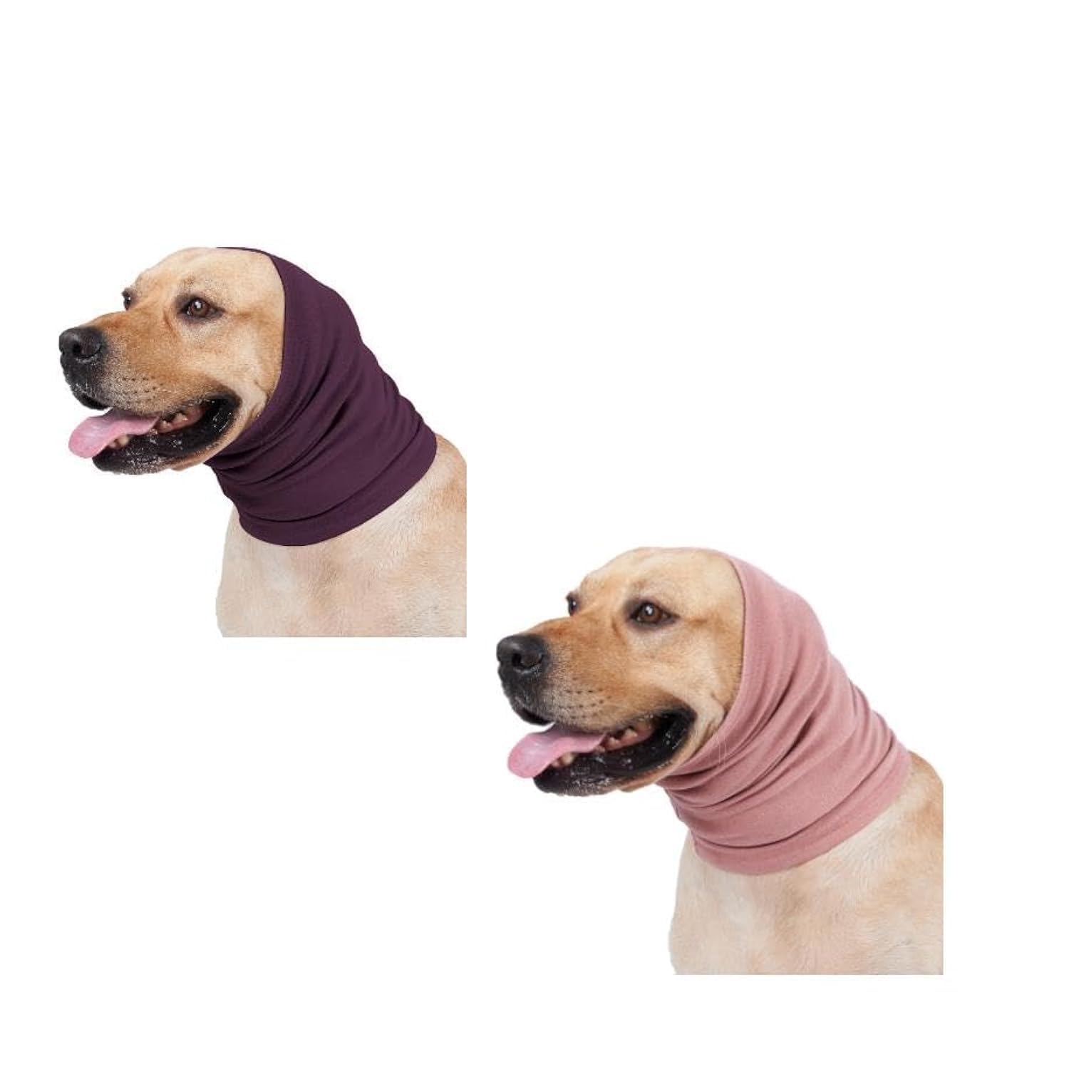 DDFS Dog Head Cover Keep Calm Ear Wrap Neck Muff Wrap Hematoma Dog Ear Cover Pail Lilac+Pink M