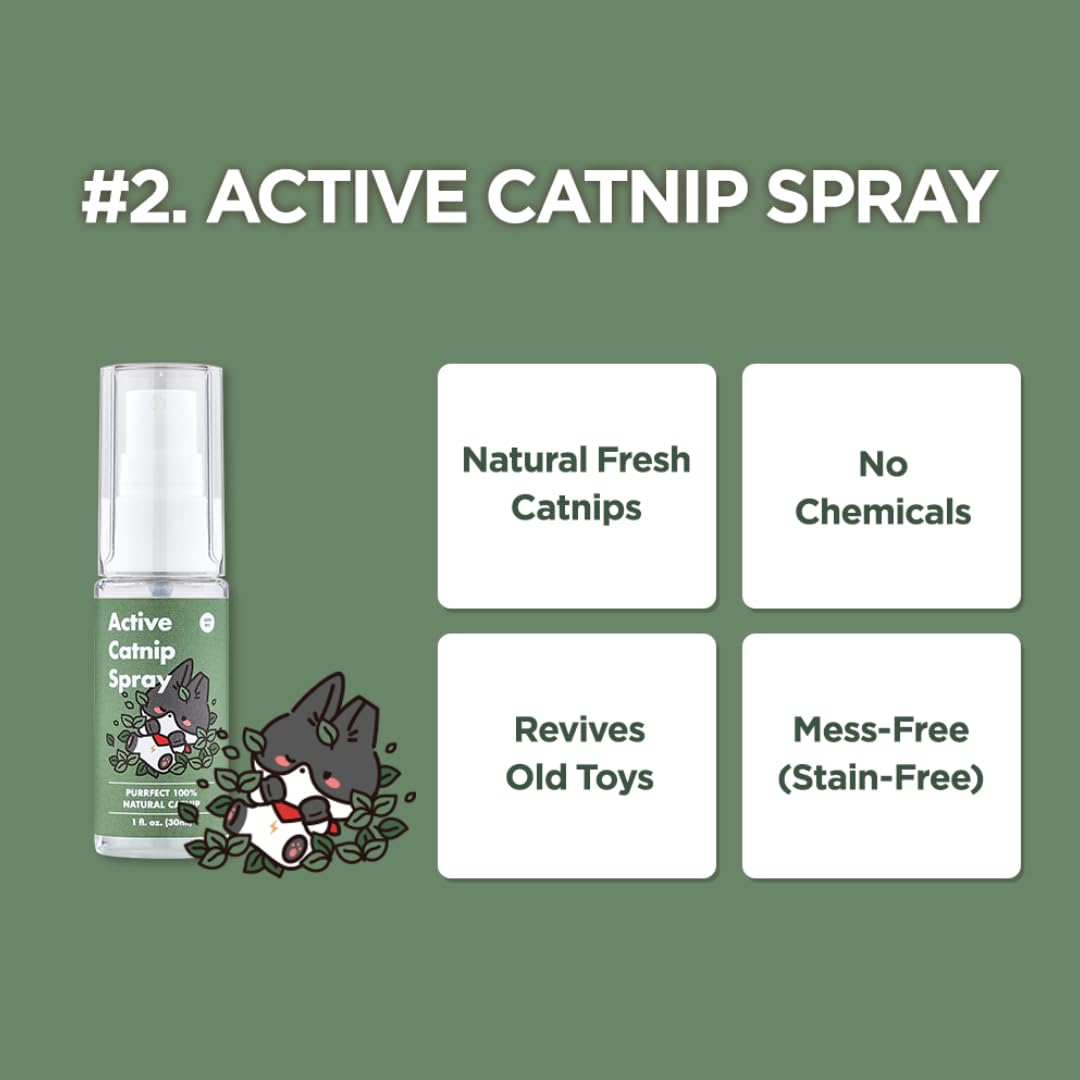 JAYU PET Cat Holic Ball and Spray - Handmade Kicker Ball Silvervine Inside (2.7 inch) & High Potency Essential Catnip Spray (1fl