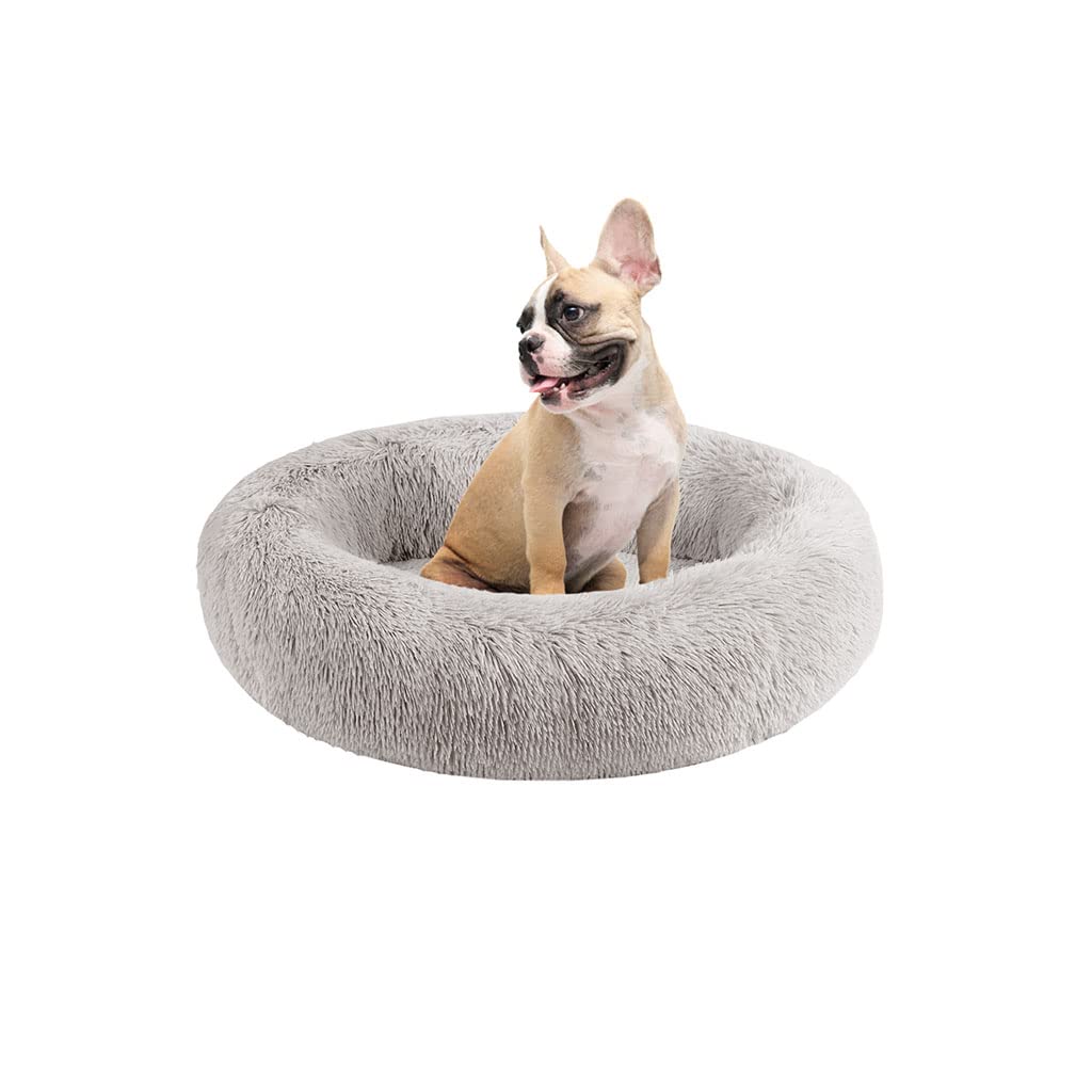 Friends Forever Serena Donut Memory Foam Orthopedic Dog Bed, Soft Faux Fur Oval Cat Couch For Indoor Pet, Fluffy Calming Plush S