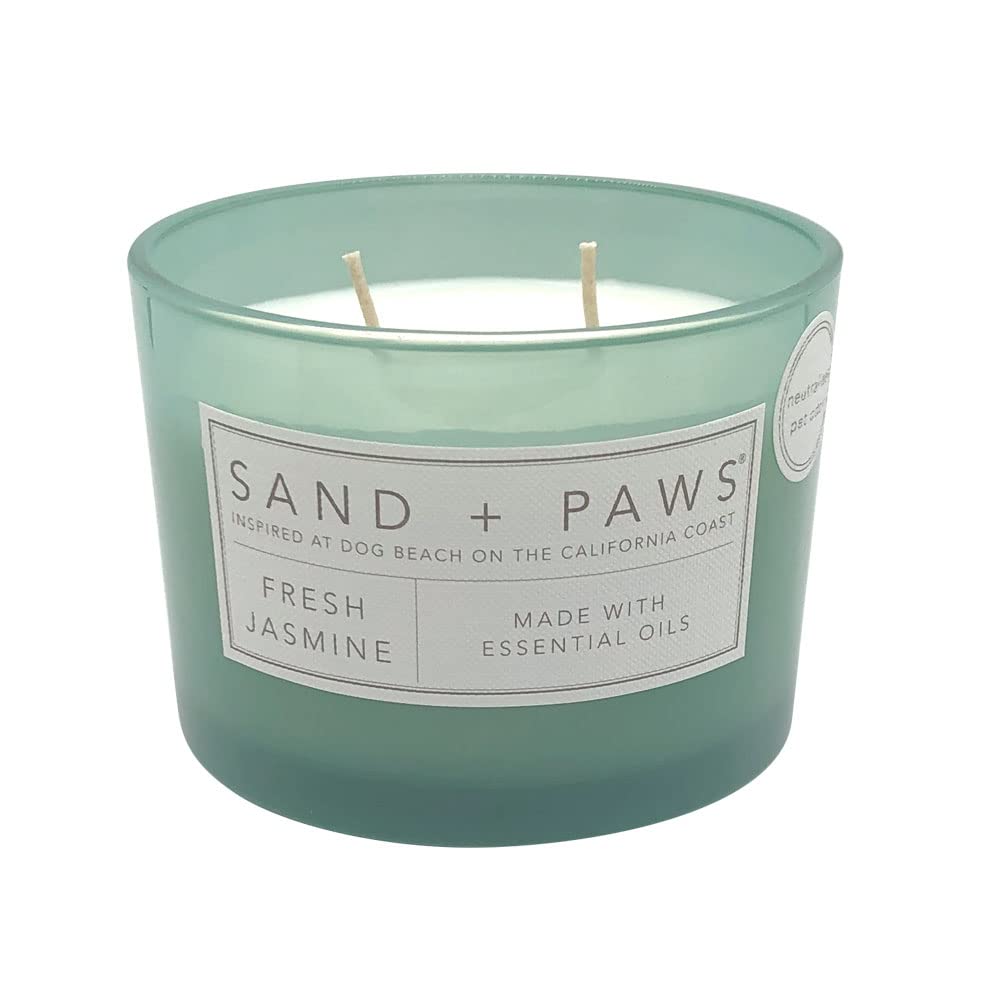 Sand + Paws Scented Candle - Fresh Jasmine - Additional Scents And Sizes -Luxurious Air Freshening Jar Candles Neutralize Pet Od