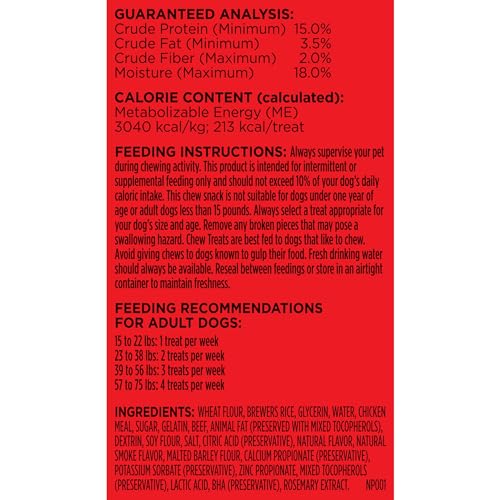 Milk-Bone Comfort Chews, Rawhide Free Dog Treats with Unique Chewy Texture and Real Beef, 9 Chews (Pack of 4), Easy on Digestive