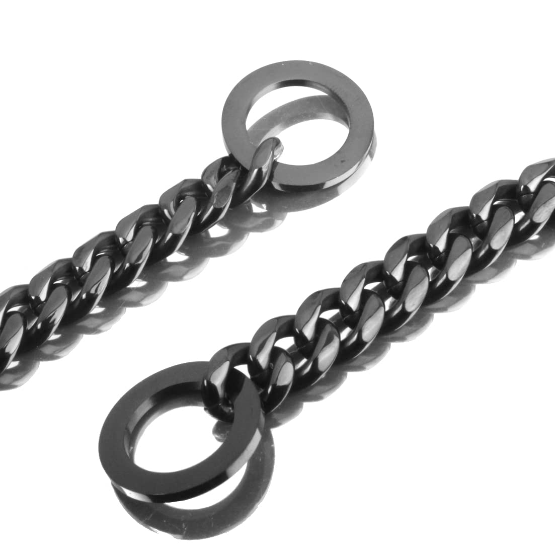 Rumypet Black Dog Chain Collar 11Mm/15Mm/19Mm Cuban Link Chain Dog Collar Chew Proof Dog Chain Collar Walking Training For Small