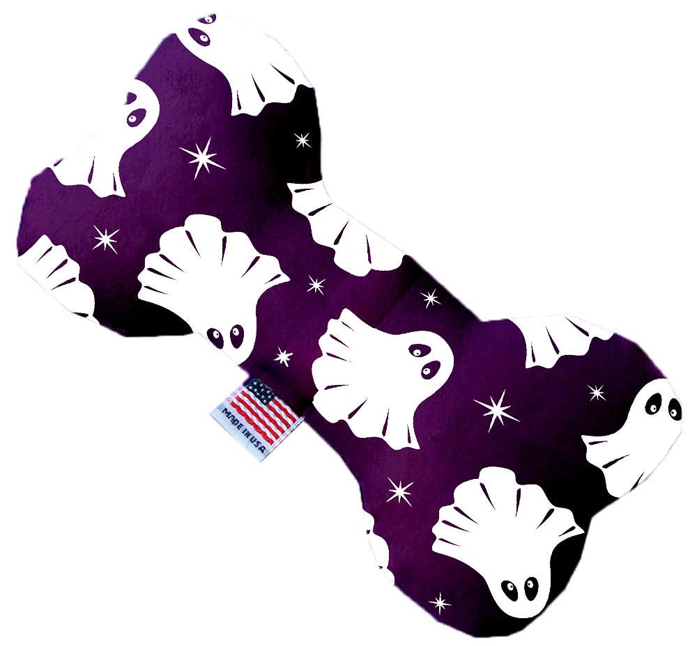 Halloween Pet & Dog Plush Heart or Bone Toy, "Trick-Or-Treat Group" (Available in different sizes, and 10 different patterns!) Ghosts On Purple 10" Plush Bone