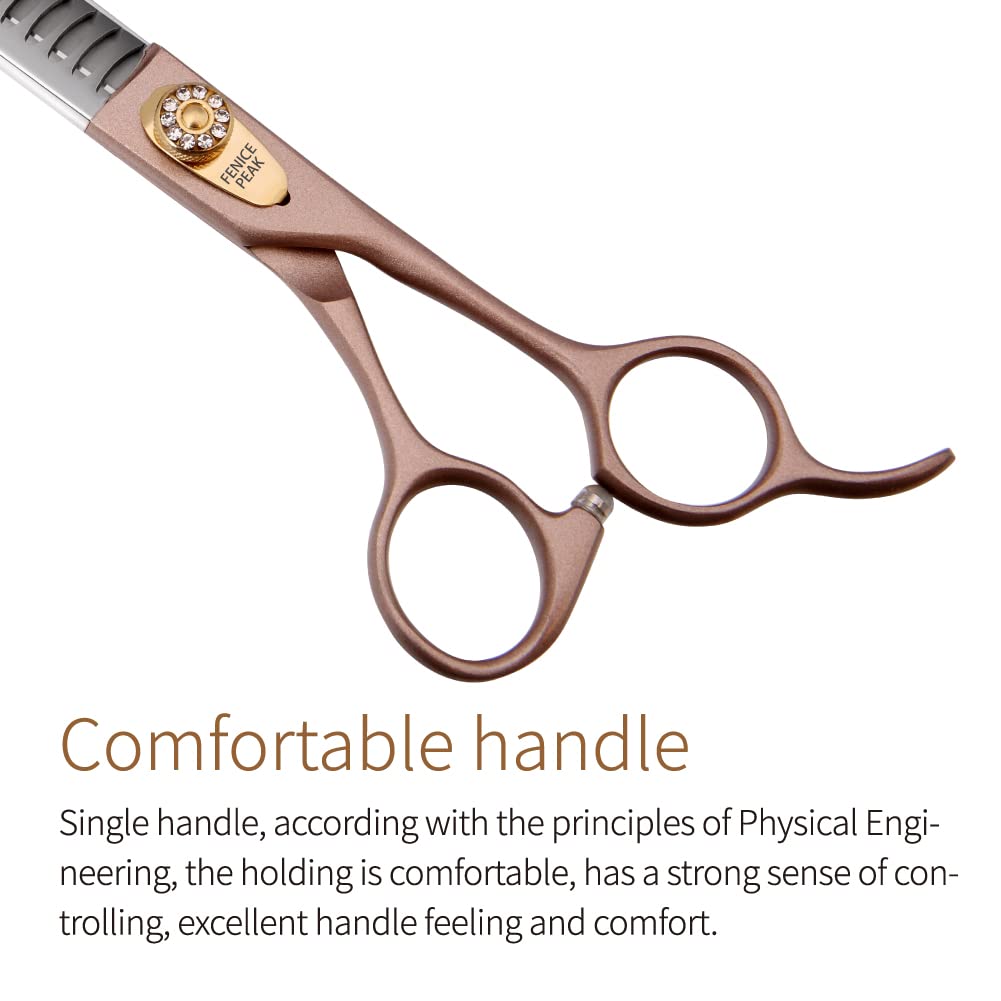 Fenice Peak Thinning Shears For Dogs And Cats Rose Gold Pet Grooming Scissors Chunkers Shears 440C Stainless Steel Professional
