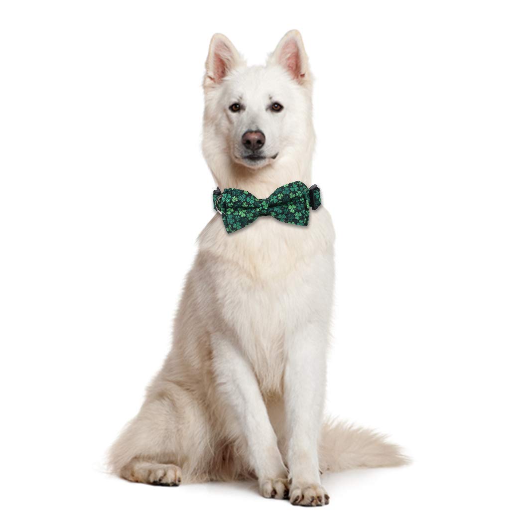 St.Patrick'S Day Dog Collar With Removable Cute Bow Tie Adjustable Pet Collars Small