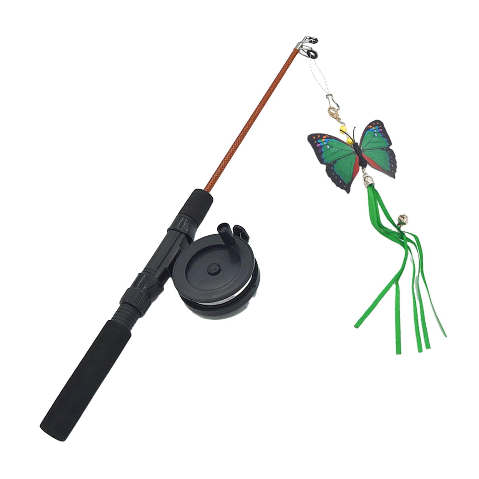 Ecomistiq Cat Teaser Wand Toys Kitty Kitten Interactive Fishing Pole Green| Toys| Supplies |Pet