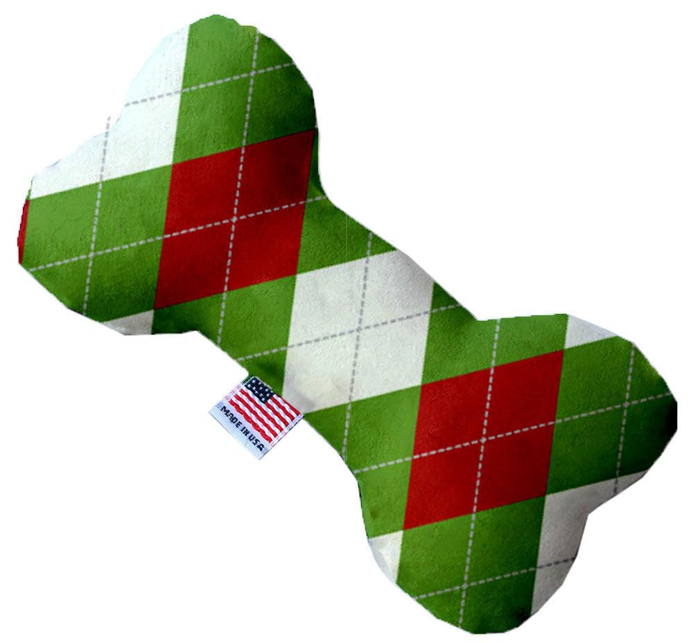 Pet and Dog Plush Heart or Bone Toy, "Christmas Patterns Group" (Available in different sizes, and 11 different pattern options!) Christmas Argyle 6" Plush Bone