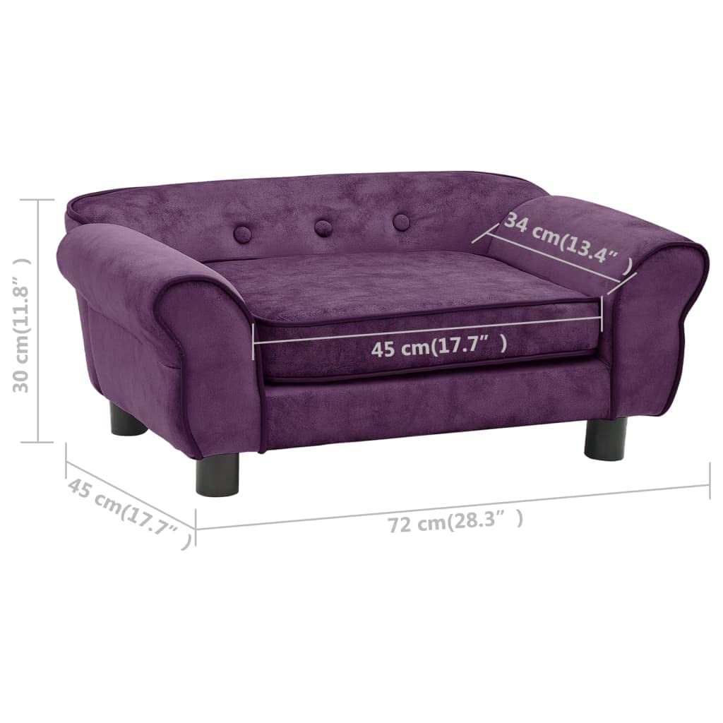 vidaXL Dog Sofa Burgundy 28.3x17.7x11.8 Plush