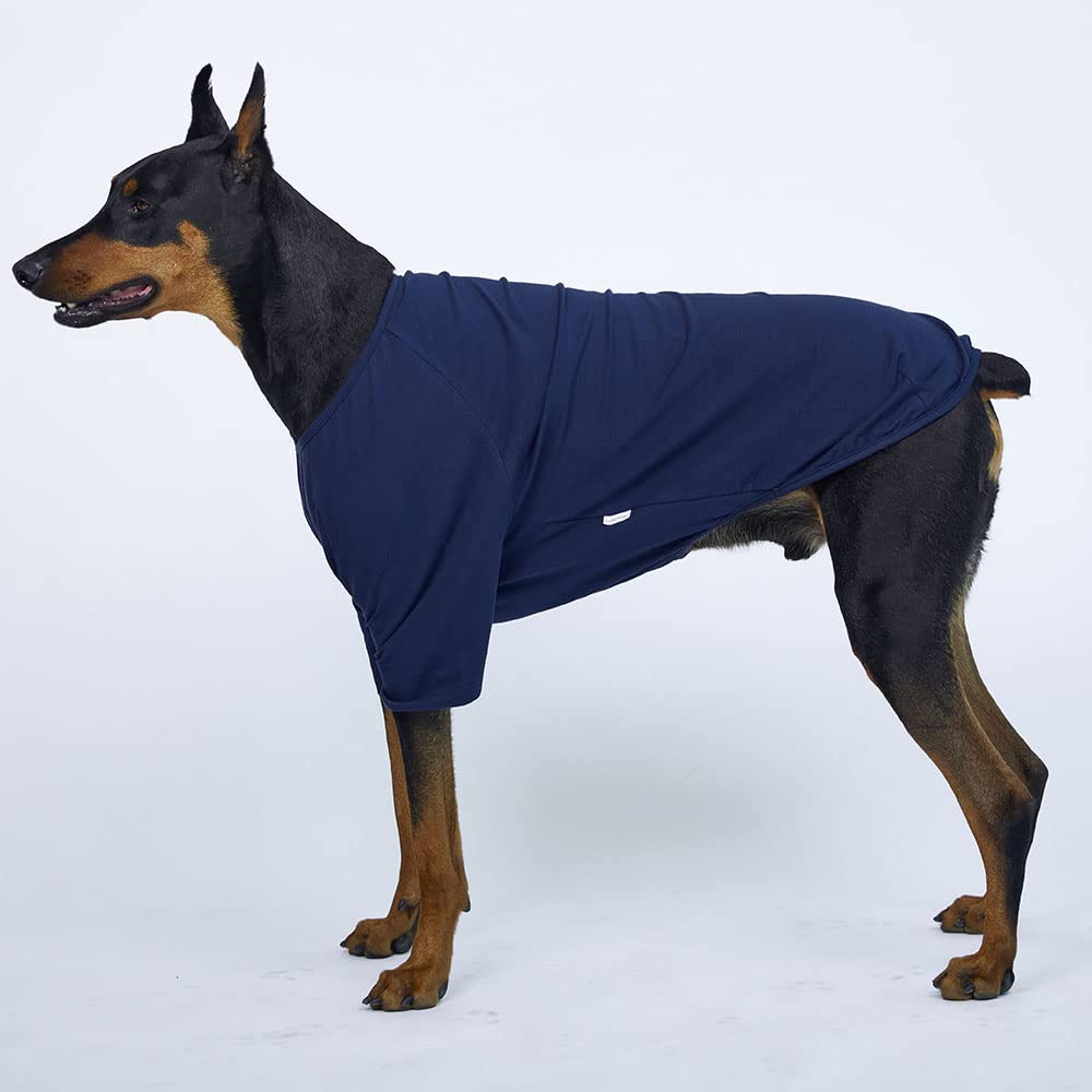 Lucky Petter Dog Shirt For Small Dogs Plain T-Shirts Soft Breathable Dog Cotton Shirt Pet Clothes (2X-Large, Navy)