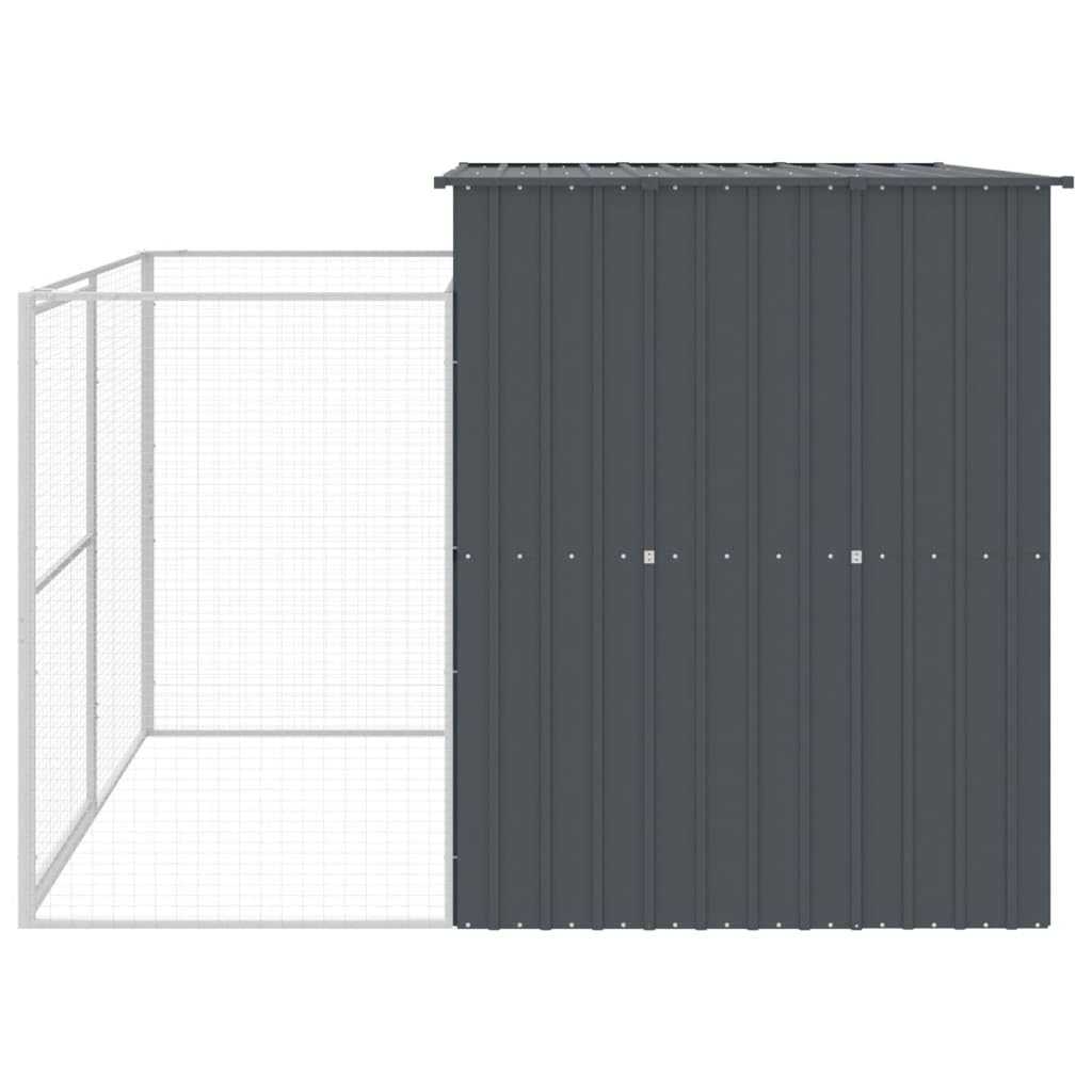 vidaXL Dog House with Run Anthracite 84.3x340.6x71.3 Galvanized Steel