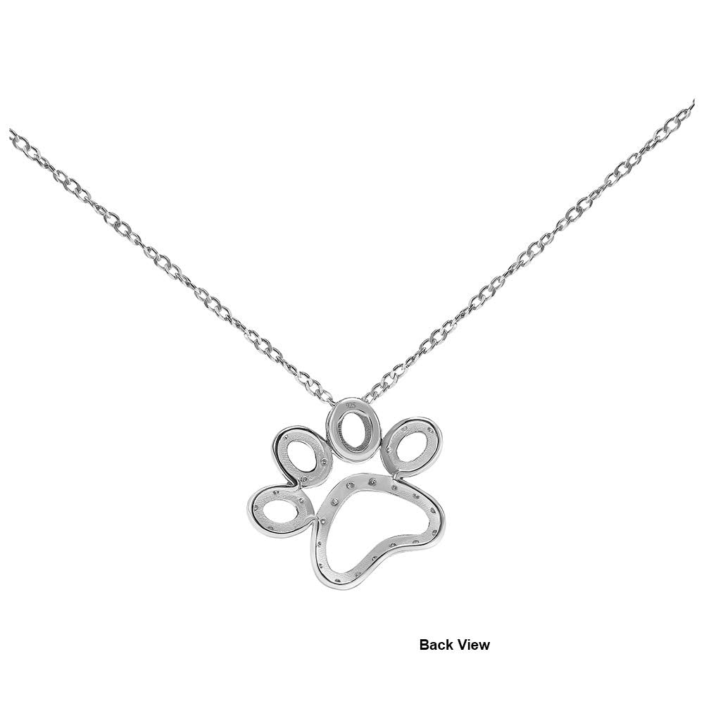 Diamond Dog Cat Paw Print Necklace for Women in 925 Sterling Silver 1/10ct (I-J, I3), 18 inch, by Keepsake