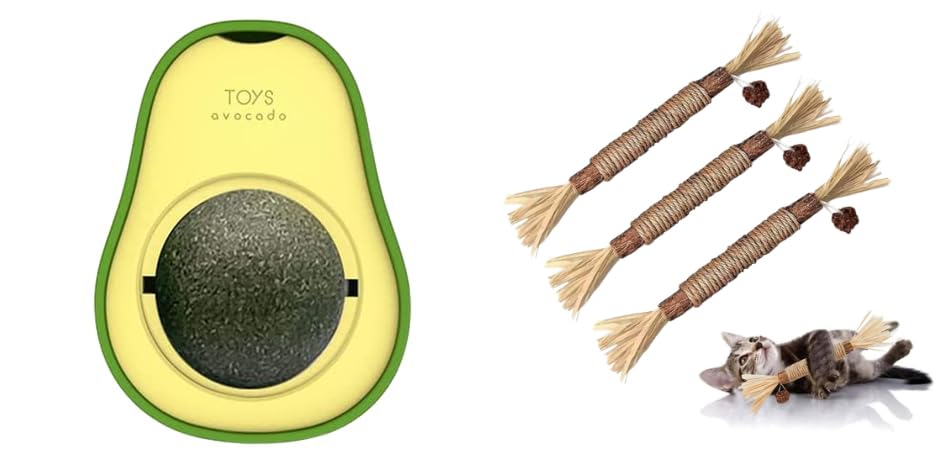 Catnip Wall Toy, Rotatable , Cat Chew Toys, And Silvervine Stick For Cats With Sisal Rope And Gall Fruit, Natural Catnip Alterna