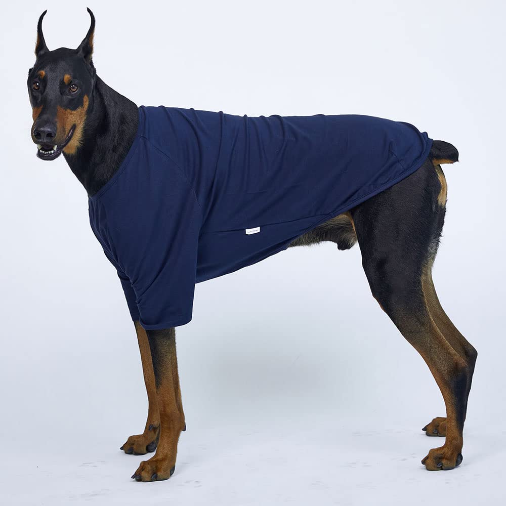 Lucky Petter Dog Shirt For Small Dogs Plain T-Shirts Soft Breathable Dog Cotton Shirt Pet Clothes (2X-Large, Navy)