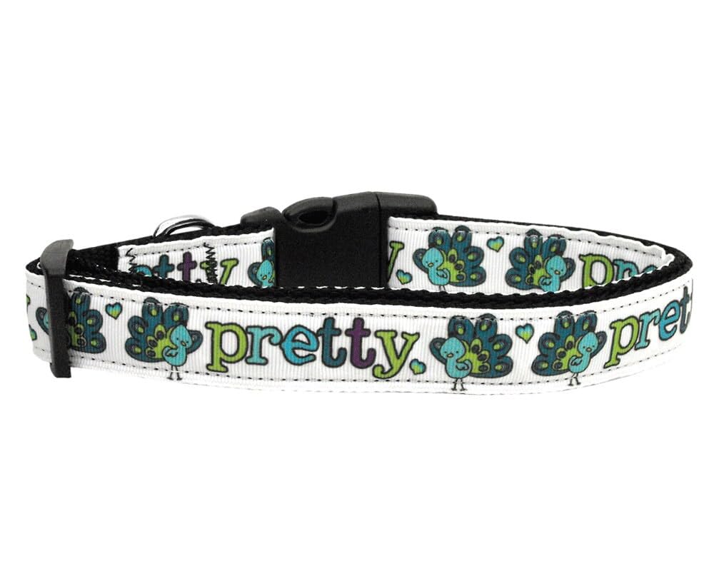 Pet Dog & Cat Nylon Collar or Leash, "Pretty As A Peacock" MD Collar
