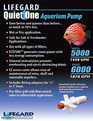 Quiet One Lifegard Aquarium Pump, 1876-Gallon Per Hour