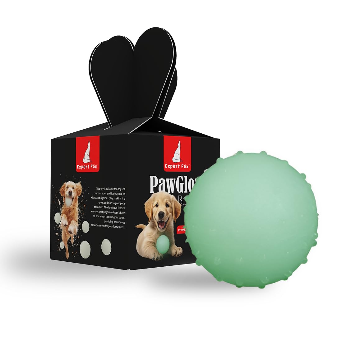 Pawglow Bounce  Tpr Bite Resistant Luminous Bouncy Ball Pet Toy | Chew Ball, Exercise Ball, Funtime Toy For Dogs And Cats | Nig