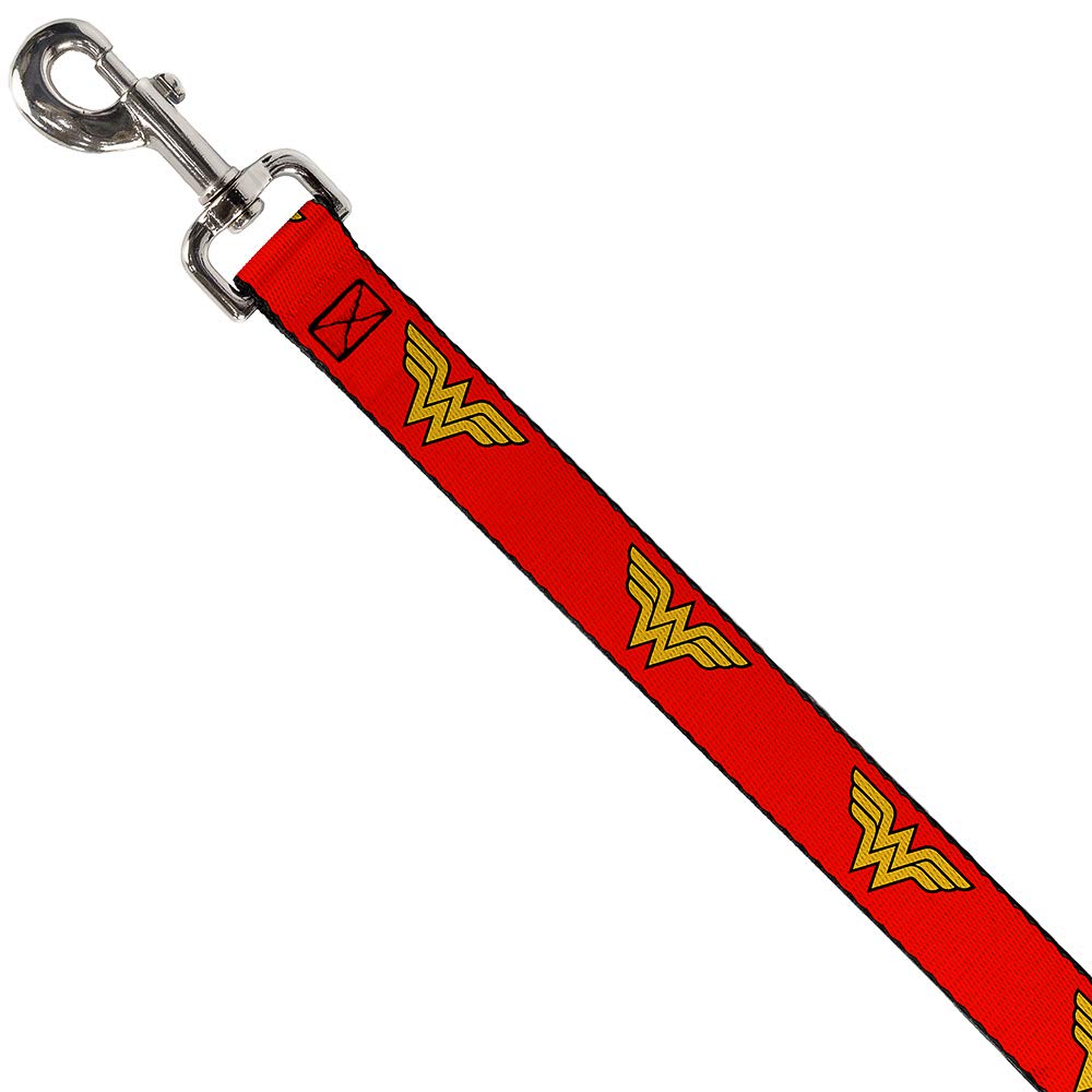 Buckle-Down Pet Leash - Wonder Woman Logo Red -6 Feet Long - 1/2 Wide
