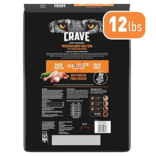 CRAVE Grain Free High Protein Adult Dry Dog Food, Chicken, 12 lb. Bag