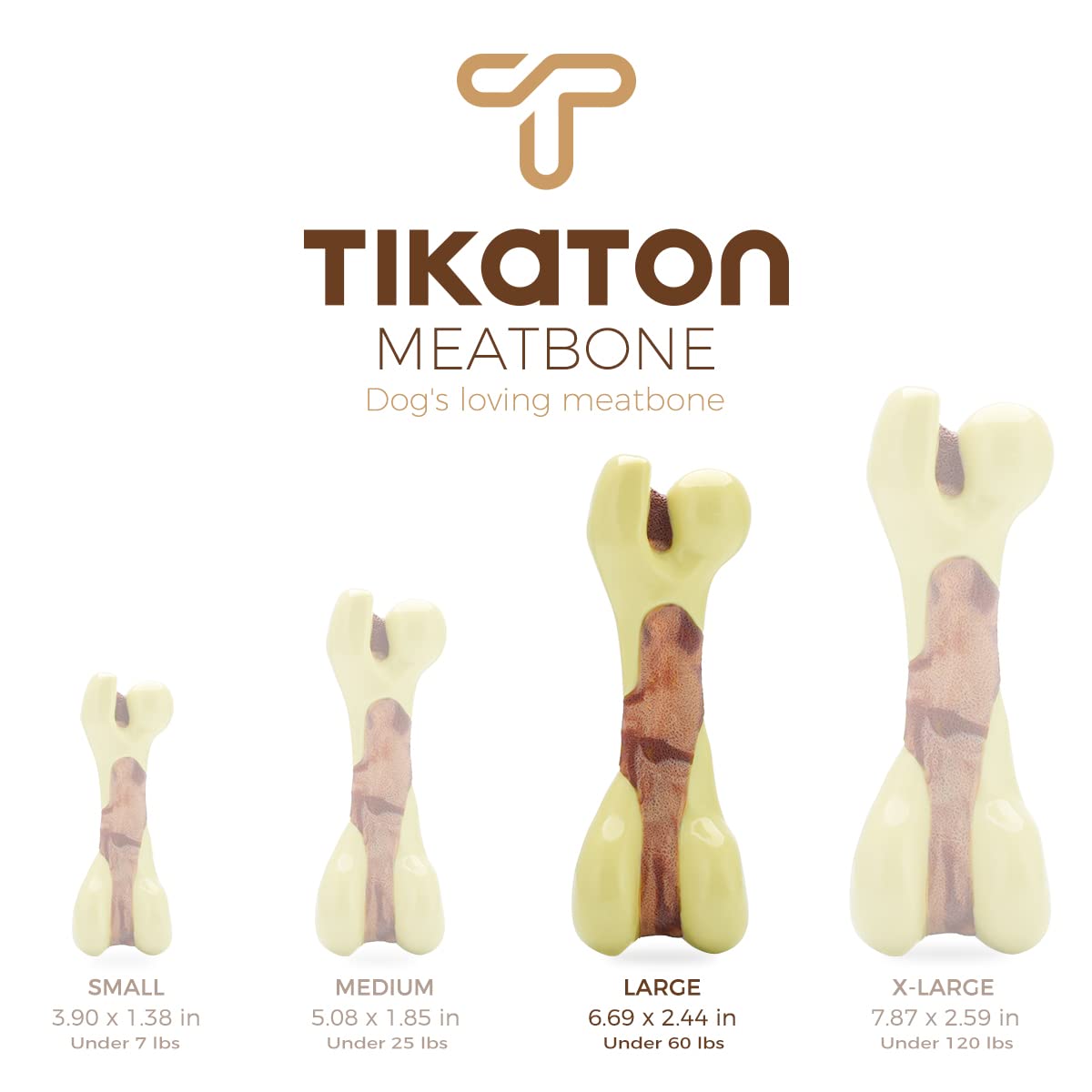 Tikaton Dog Chew Toys For Aggressive Chewers, Peanut Butter Flavor Durable Dog Teething Chew Toys Bones For Large/Medium/Small P
