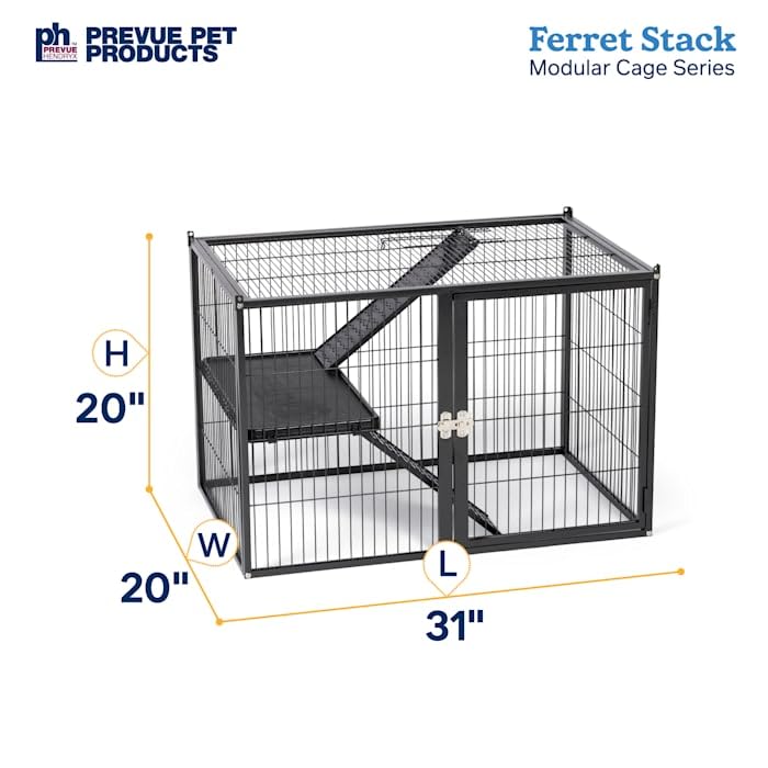 Prevue Ferret Stacking Cage Add-On Unit, Single Story, Black, Model 58500