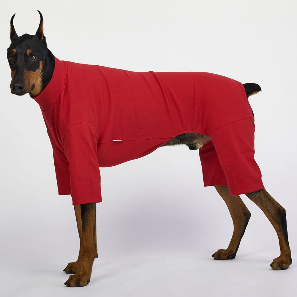 Lucky Petter Small Dog Pajamas Basic Onesie Doggie Jammies Stretchable Dog Jumpsuit Bodysuit Pjs (5X-Large, Basic Red)