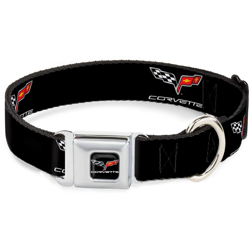 Buckle-Down Seatbelt Buckle Dog Collar - C6 Logo Repeat - 1.5' Wide - Fits 16-23' Neck - Medium