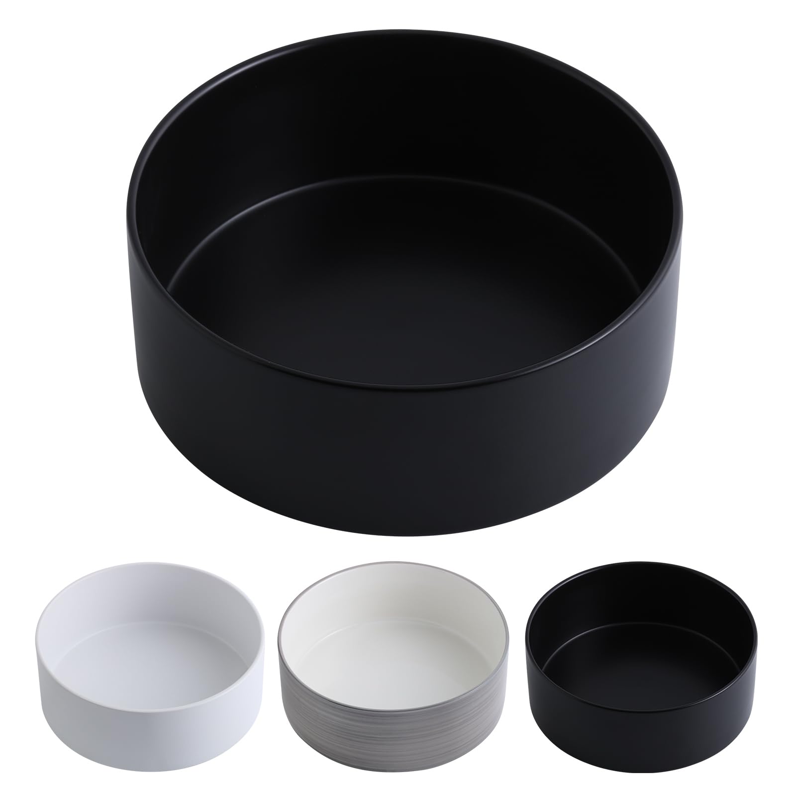 Addogyy Black Dog Bowl Ceramic for Medium Large Breed,Dog Food Water Dish Heavy Weighted, Non Slip Porcelain Extra Large Big 9.4