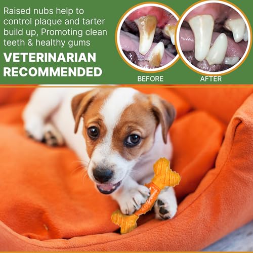 Spot Bam-Bones Dental Bone - Made With Bamboo Fiber And A Massaging Rubber Center, Durable Oral Care Dog Chew For Light Chewers & Teething Puppies Under 40Lbs, 7In, Allergen Free Peanut Butter Flavor